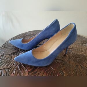 J. Crew Blue Suede Pointed-Toe Heels